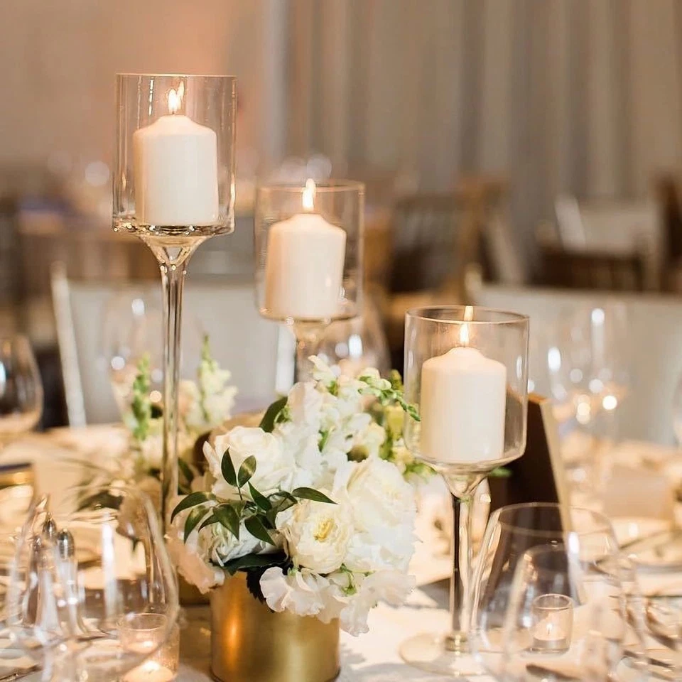 Glass Candle Holder for Pillar Candles, Tea Light Candle Holders Set of 3, Tall - Image 4 of 4