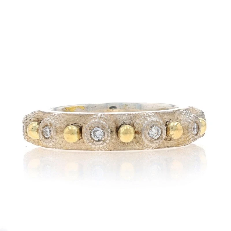 Sterling Silver Diamond Eternity Band - 925 & Gold 14k Round .25ctw Ring Sz 6 - Image 3 of 4