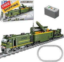 Military Train Building Kit, Compatible with Lego Army Green 