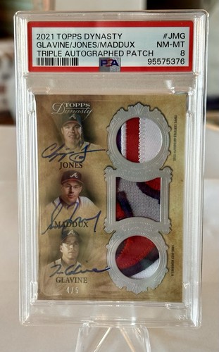 2021 Topps Dynasty - Triple Auto Patch Glavine, Jones, Maddux #TAP-JMG /5 Braves