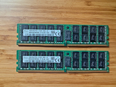 (32GB total) Lot Of 2x SK Hynix 16GB 2Rx4 PC4-2133P-RA0-10 ECC RAM