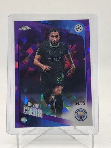 RAYAN CHERKI 2025-26 TOPPS CHROME UCL SAPPHIRE PURPLE REFRACTOR /75 #1 Q4060
