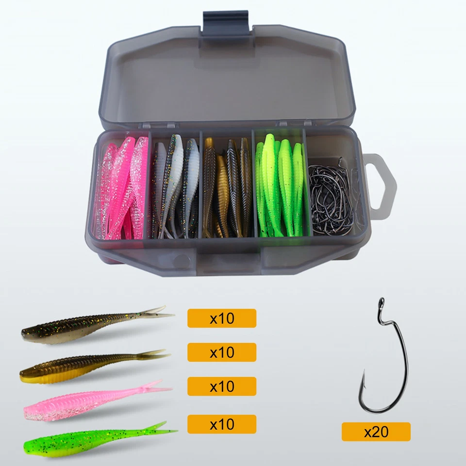 61-teiliges Set Angelgerät-Box mit vollem Zubehör, Haken, Ködern, Würmern - Bild 4 von 4