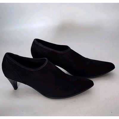 Ecco Danish Design Woman Suede Ankle Boots Black Booties Size 9 US / 40 EU