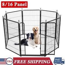 Dog Playpen 8 Panels/16 Panels 40"/48" Metal Pet Fence Puppy Kennel Exercise Pen