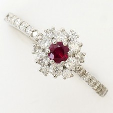 PT950 Platinum Ring 14 JPsize Ruby 0.158ct 2.9g Free shipping Used