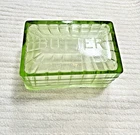 Vintage Block Optic Green Depression Vaseline Uranium Glass Butter Dish Lid Only