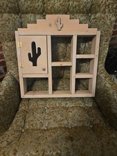 Handmade Wood Shelf Cactus For Wall • 7 Compartments Unfinished Pine