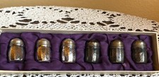 Vintage Antique Boxed Set 6 Hammered Sterling Silver Salt Pepper Shakers