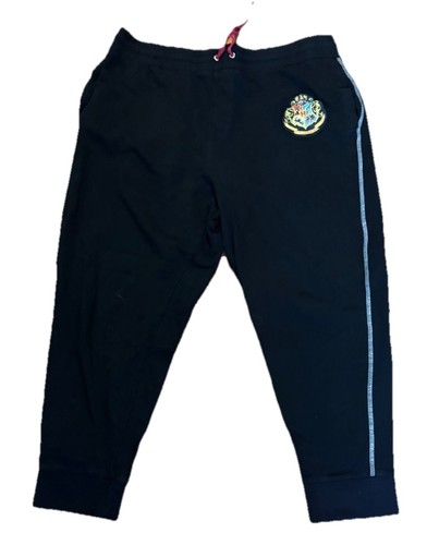 Harry Potter Hogwarts Crest Black Jogger Pants XL Universal Studios