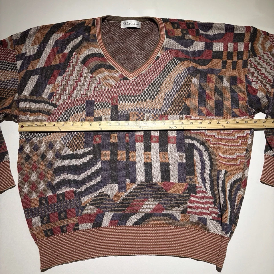 Suéter Pullover Multicolor St. Croix Vintage Para Hombre Hecho en EE. UU. Abuelo Talla XL Foto 3 de 4