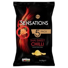Walkers Sensations Thai Sweet Chilli Multipack Crisps, 5x25g 25 g (Pack of 5) 