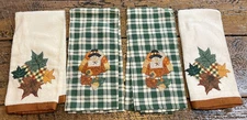 2 Primitive Thanksgiving Fall Dish Towles Sets Lot Turkey Country Decor
