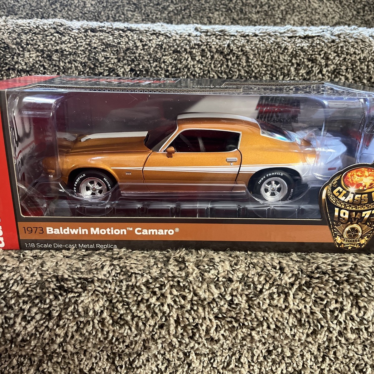 1:18 AUTO WORLD 1973 CHEVY CAMARO BALDWIN MOTION LIGHT COPPER NEW