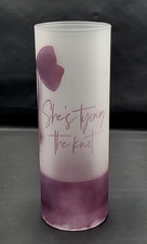 Frosted Glass "She's Tying The Knot" Flower Vase 8.25" Tall