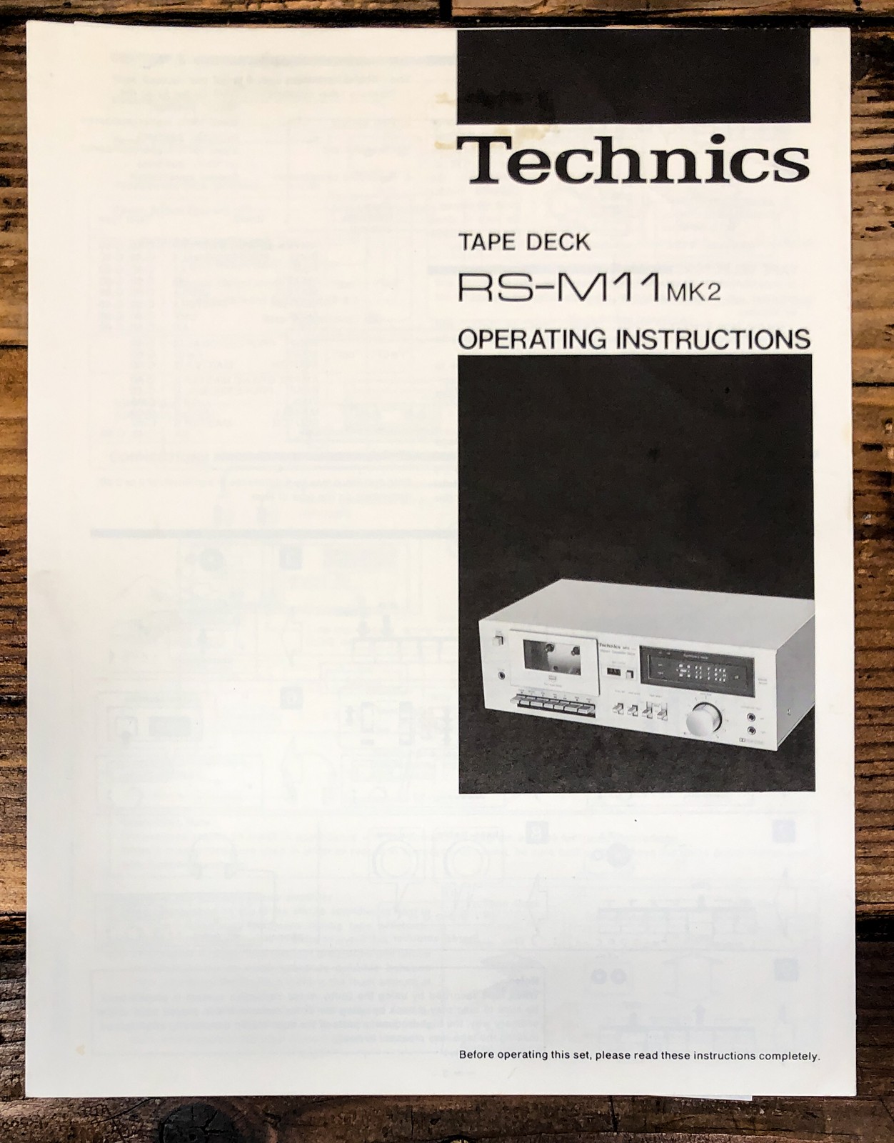 Technics RS-M11 MK2 Cassette Owners / User Manual *Original*