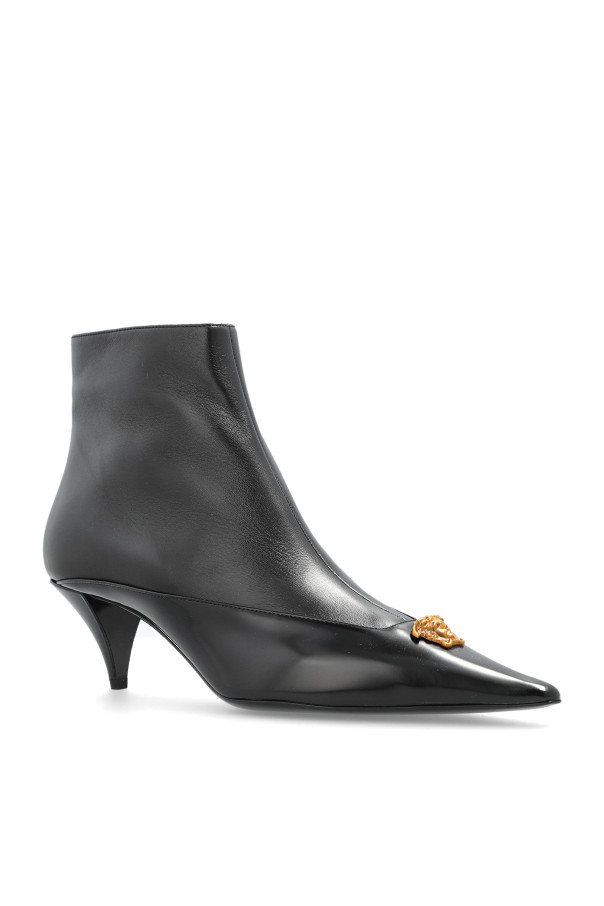 Versace - Women - Leather ankle boots with heels - Black thumbnail 4