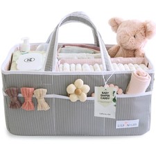 Lily Miles Baby Diaper Caddy Organizer, Girl Nursery Storage Basket with 8 Po...