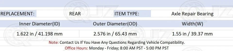 [REAR (Qty.2)] RP6408 Axle Shaft Bearing Replacement for 1981-1993 Dodge B250 - Image 2 of 4