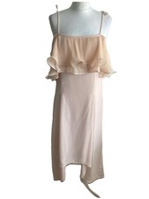Coast Women’s Midi Dress UK 16 Apricot Frill Chiffon  Occasion Wedding Races 
