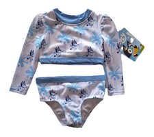 Bluey Swimsuit Baby Girls Size 12 Months 2-Piece Swim Set NWT Long Sleeve
