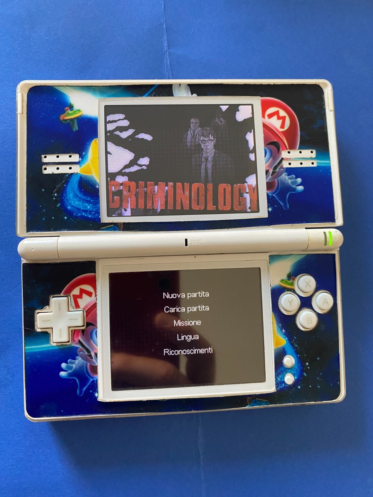 nintendo ds lite bianca personalizzata mario bros no pennino-caricatore.