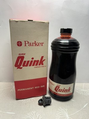 Vintage Parker Super Quink Solv-X permanente rote Tinte 20 flüssige Unzen Kartonflasche voll 