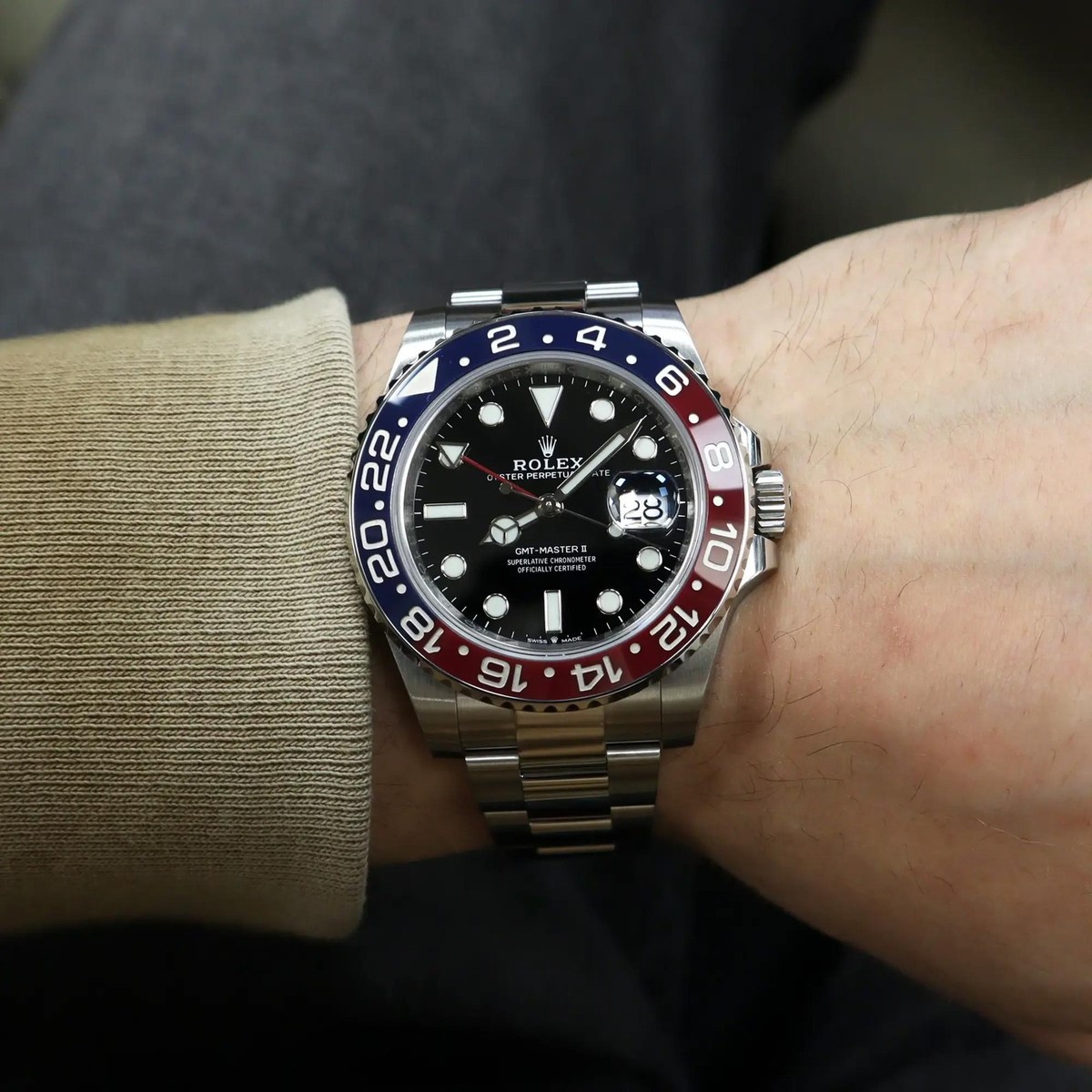 Rolex GMT-Master II 126710BLRO Silver Oyster Bracelet with Red and