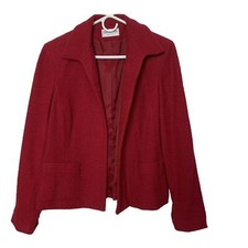 Gianni Wool Blazer Nylon Red Open Front Size 12 USA Vintage