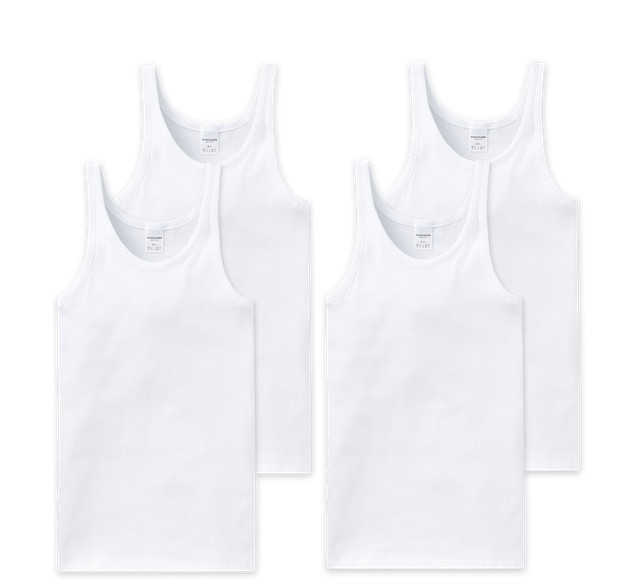 4 Schiesser Herren Unterhemden Weiß - Essentials  205144 / 205172 Fb. 100
