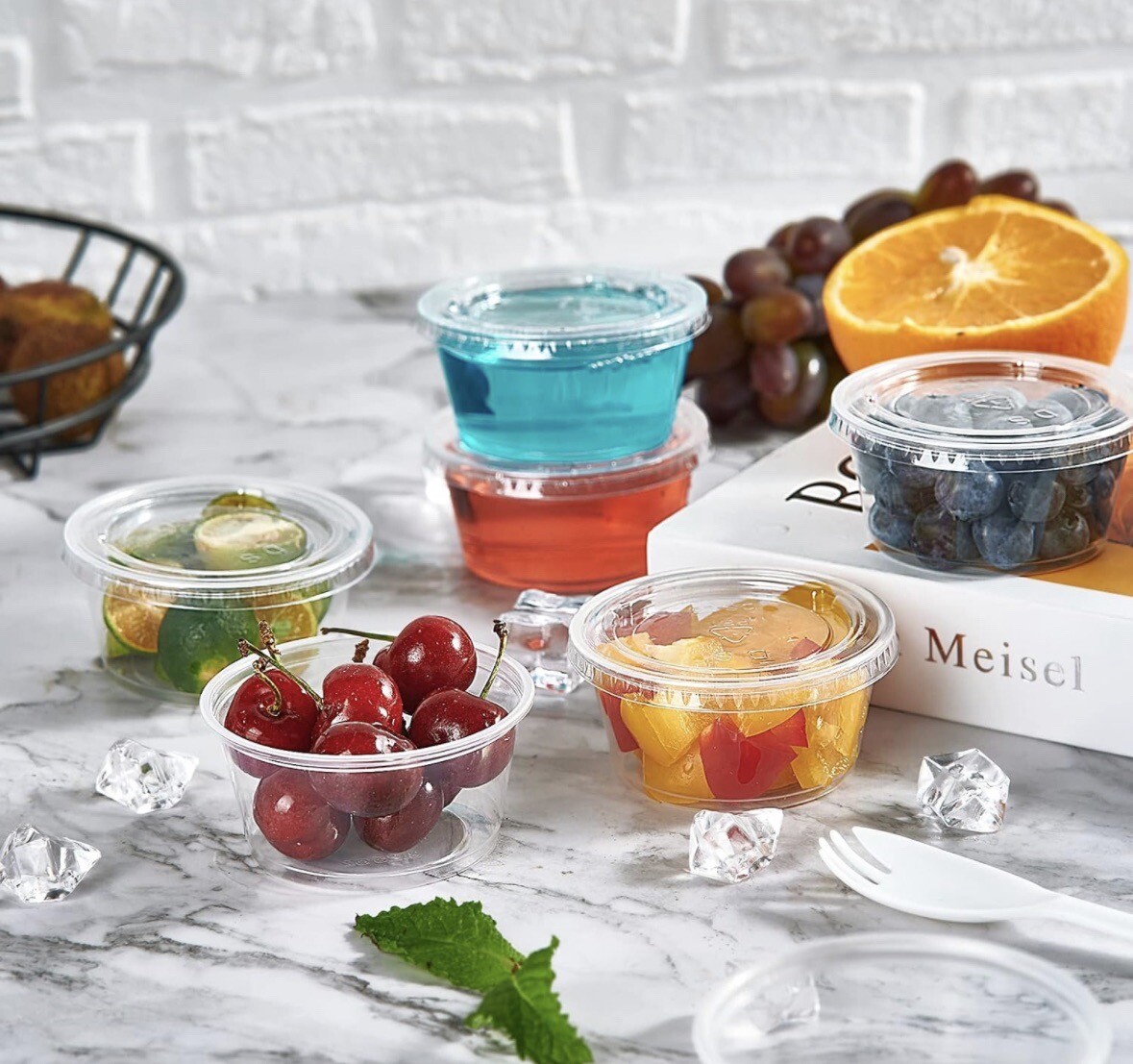 2.0 oz [500 Sets] Crystal Clear BPA Free Plastic Portion Cups With