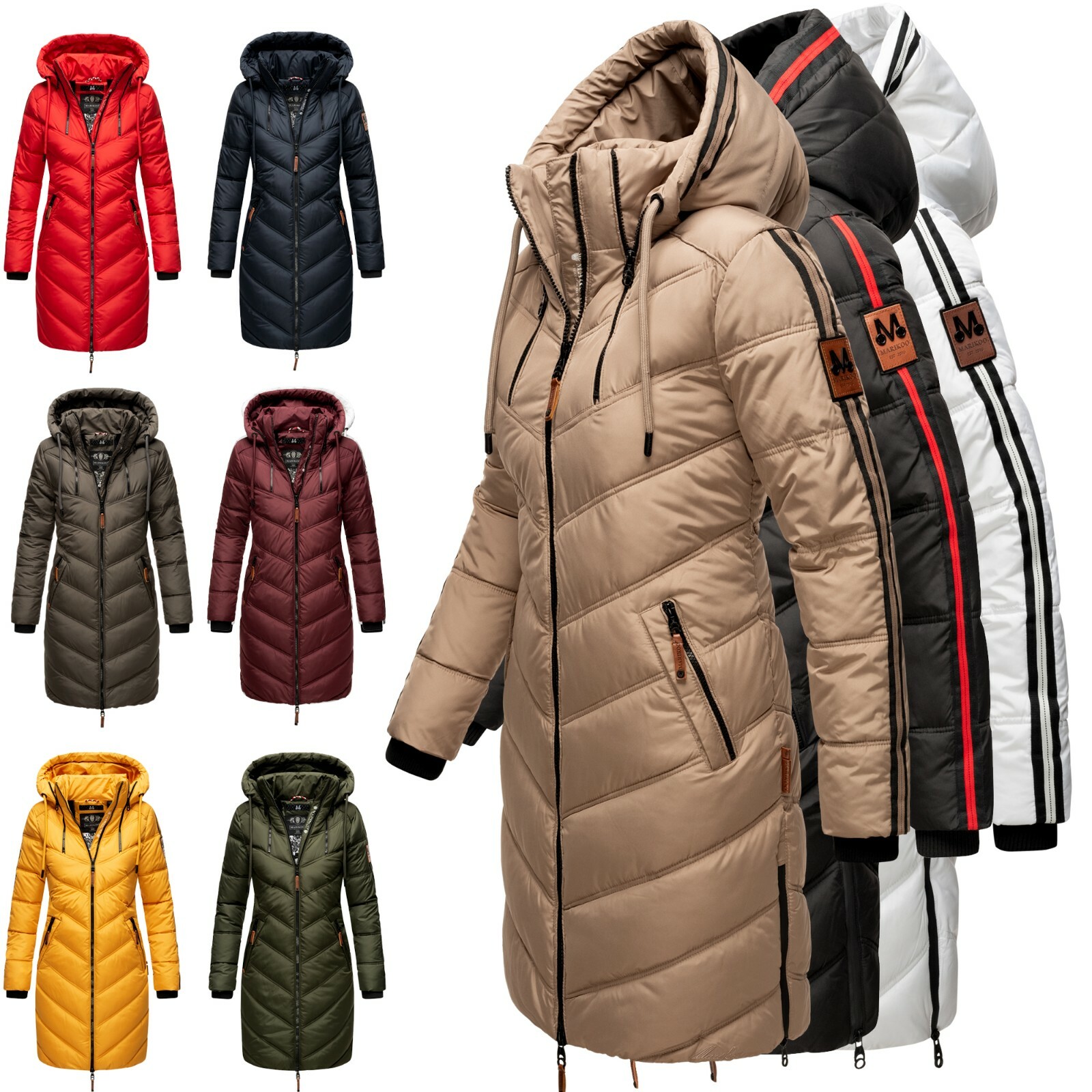 Chaqueta de invierno para mujer Marikoo parca larga acolchada cálida abrigo cuello capucha Armasaa