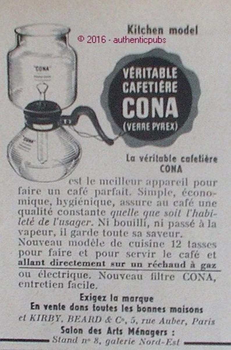Cafetière Vintage CONA – Années 60 – Verre Transparent – Jamais Utilisée – Réf 520