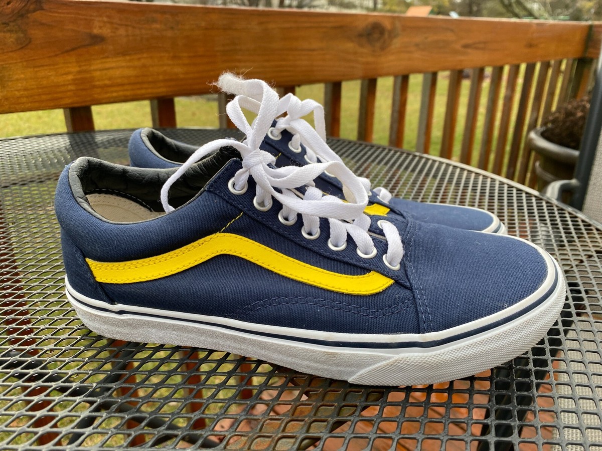 Vans Old Skool Navy Blue Yellow Canvas Low Top Shoes 721454 Mens