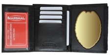 Black Leather Badge Mens Wallet Concealed Carry Weapon ID Shield Holder