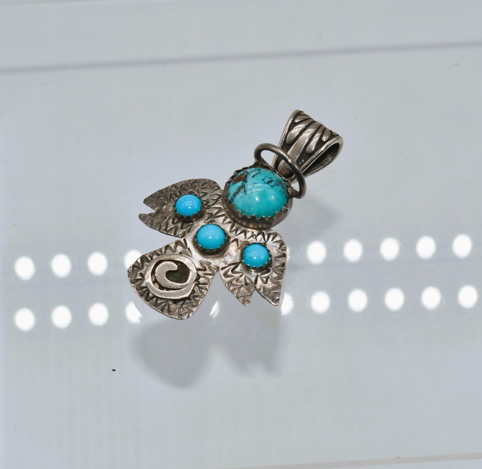 Brad Panteah Zuni & Navajo Turquoise Sterling Silver Angel Pendant