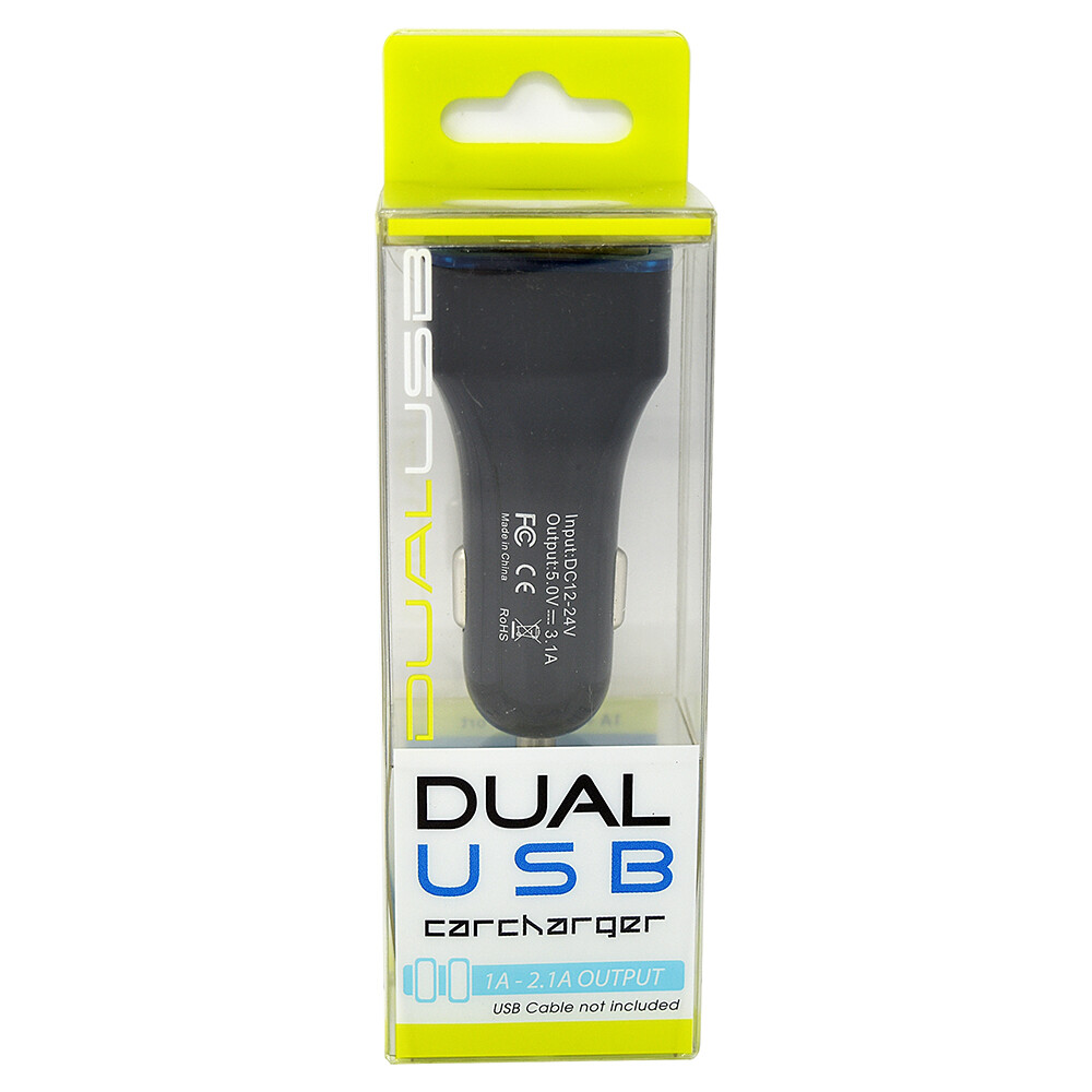 Black Color Universal Dual USB Auto Car 3.1 Amp Power Cigarette Charger Adapter