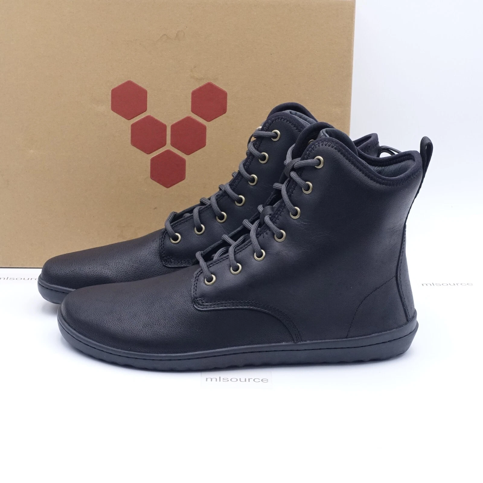 VivoBarefoot Men's Scott II Camel Leather Barefoot Boots 300144-01 Obsidian