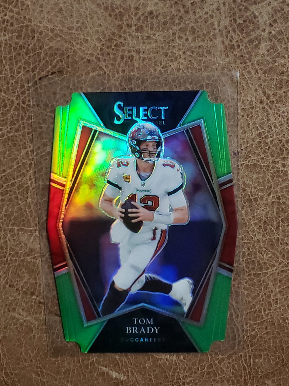 TOM BRADY DIE-CUT PARALLEL 2021 SELECT PREMIER LEVEL NEON GREEN PRIZM  #184/349