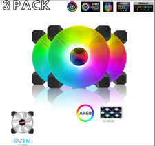 3 Pack ARGB 120mm computer case fan temperature control radiator silent lownoise