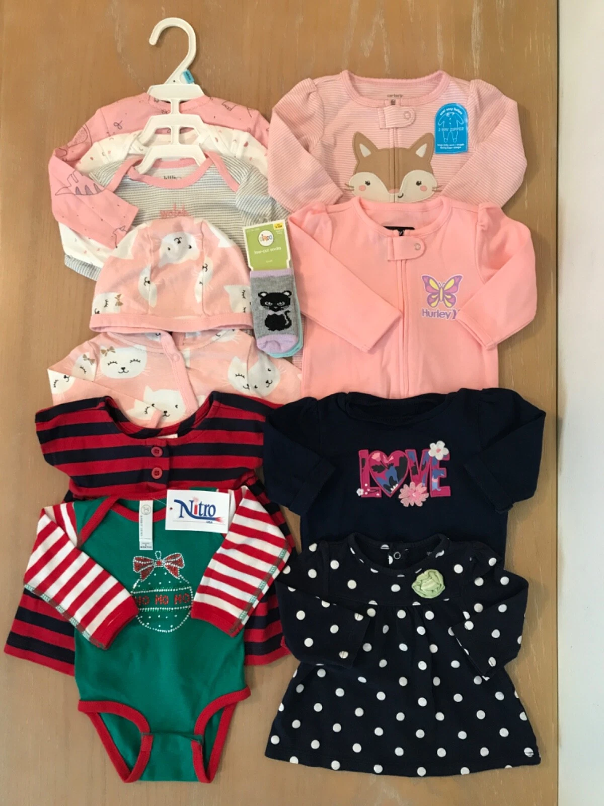 New! Carter's & Others Infant Girls Clothing Lot of 11 (3 Used) Size 6 Months