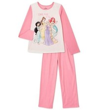 Girls Disney Princesses All Day 2pc Pajamas Size M 7/8 NWT Top pants Belle Ariel
