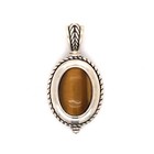 Estate Sterling Silver Tiger Eye Oval Pendant Large Statement Jewelry — photo 1