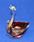 Vtg Marked MURANO Italy Venetian Ruby Red Glass Handmade SWAN Shape Dish Ashtray