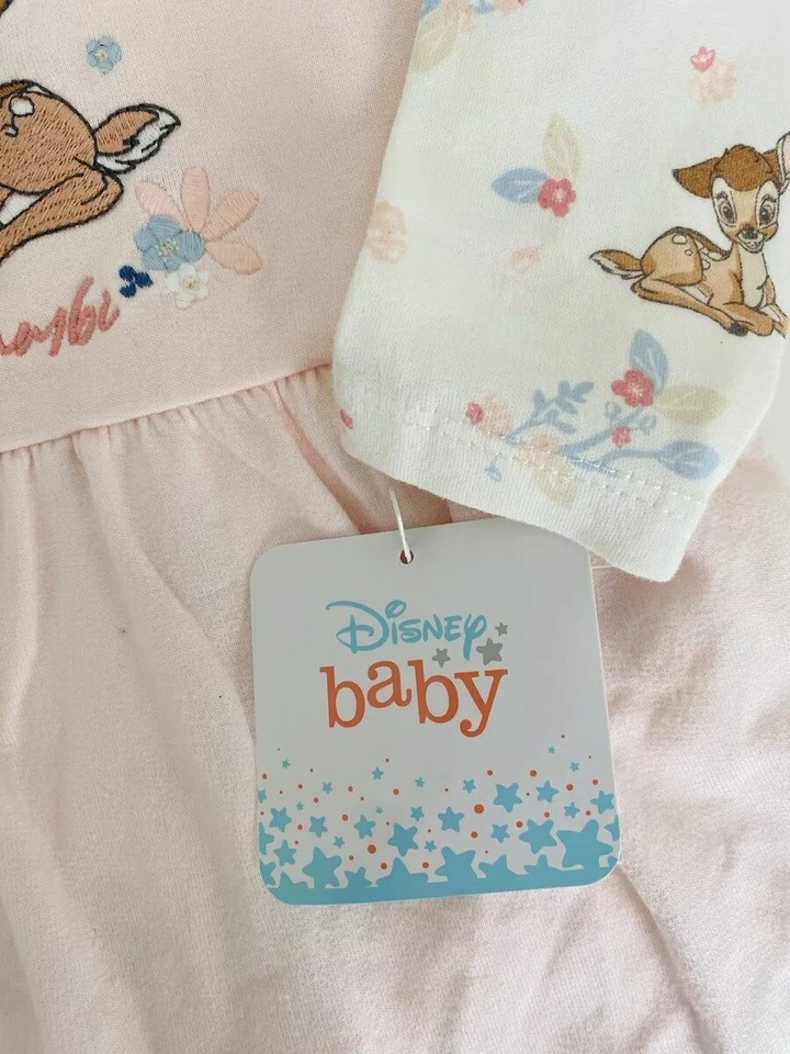 36 Months BNWT DISNEY Bambi Baby Girl Clothes 2 Piece Set Pale Pink