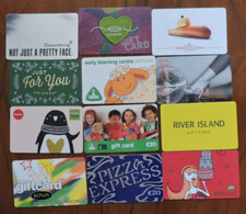 BARGAIN BUNDLE OF 12 ASSORTED UK GIFT CARDS. COLLECTORS ITEM. NO VALUE. LOT 23