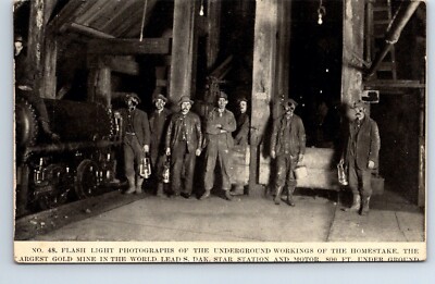 Postcard South Dakota Lead No 48 Flash Light Photographs Underground Mine Mining