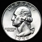 UNCIRCULATED UNC MS 1959-D WASHINGTON SILVER QUARTER FREE SHIPPING
