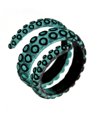 Octopus tentacle turquoise ring