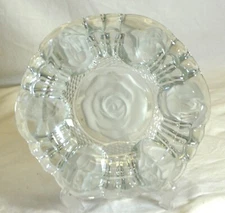 Clear Crystal Ashtray Frosted Roses